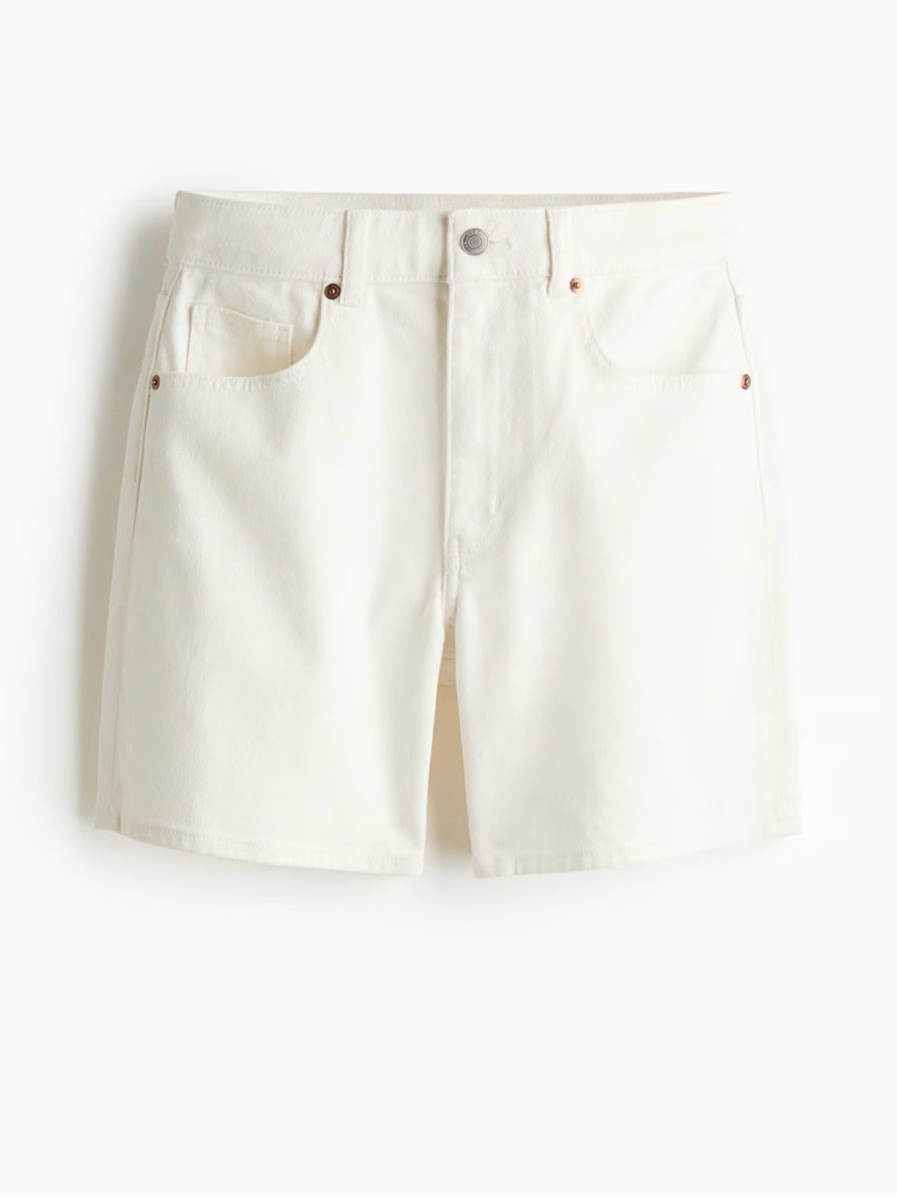 &Denim High-Rise White Denim Shorts with Five-Pocket Styling
